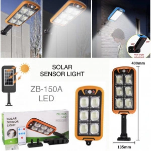 Lampa Solara ZB-150A, 150LED, IP65, Senzor PIR, Portocaliu/Negru