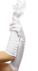 Manusi pentru mireasa lungi, din material elastic, Alb, Universala - Img 3