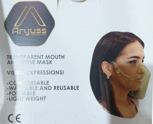 Masca protectie faciala nas gura Aryuss, transparenta, usoara, dezinfectabila, reutilizabila, fashion - Img 4