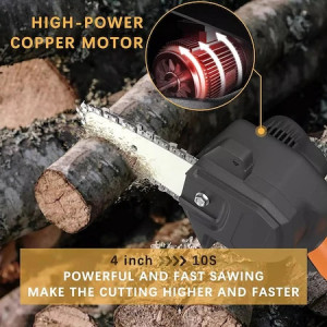Mini Drujba Fierăstrău Electric de Mâna, Combinata cu 1 Lant 4 inch +1 Lant 6 inch, 1 Lama 4 inch + 1 Lama 6 inch si 2 Acumulatori - Img 5