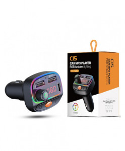 Modulator FM cu Bluetooth, 2 USB, Mp3, Redare USB/microSD, Functie Handsfree – C15 - Img 1