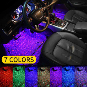 Set lumini ambientale Starlight RGB cu telecomanda 7 lumini A12, Lumini Auto Interior Star Light pentru Scaune - Img 4