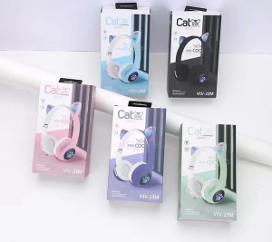 Casti wireless Urechi de pisica VIV-23M, pliabile, leduri interactive RGB, slot card SD\TF, redare MP3\WAV - Img 3