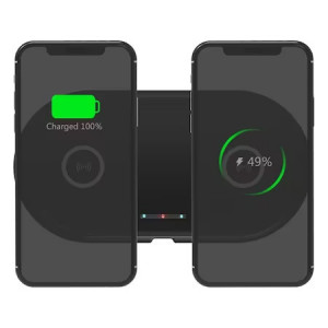 Incarcator Wireless cu 2 locuri i-JMB pentru telefon sau casti, 2x10W, 20x10 CM, Negru - Img 2