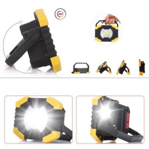 Lampa de lucru LED tip Proiector WDR, 2 LED-uri COB de mare putere, cu Panou solar, ideala pentru garaj, camping, rulota, terasa