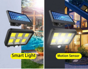 Lampa LED cu panou solar, Luminozitate 260 lm, Senzor de miscare si lumina crepuscular, Telecomanda, Cablu 5 m, Negru, XZ-F120 - Img 4
