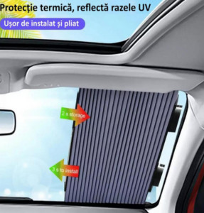 Parasolar Auto Retractabil pentru Parbriz sau Luneta Spate tip Jaluzea cu Ventuze - Img 4