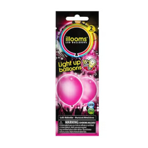 Set Baloane Roze LED ILLOOMS (2 buc.) lumineaza pana la 15 ore