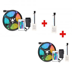 Super Oferta 2 x Banda LED RGB Multicolor, 5 metri lungime, cu Telecomanda , 12 V, plus Controler de Rezerva