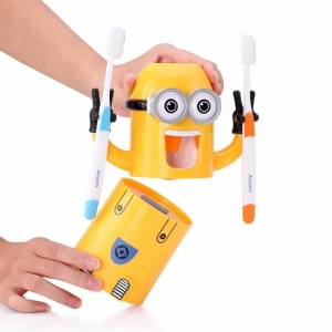 Dozator pasta de dinti cu suport pentru 2 periute, model Minions - Img 3