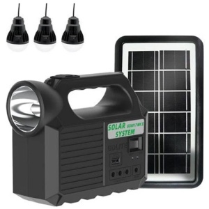 Kit lanterna 3 becuri cu panou solar portabil GD Lite GD-8017 Music