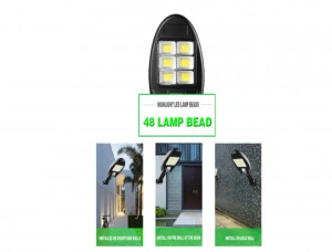 Lampa solara de perete, 48 COB, CL182- 6Leduri si senzor miscare - Img 4