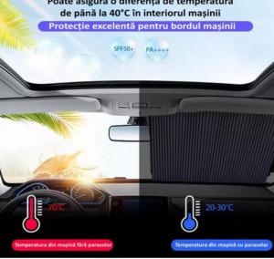 Parasolar Auto Retractabil pentru Parbriz sau Luneta Spate tip Jaluzea cu Ventuze - Img 5