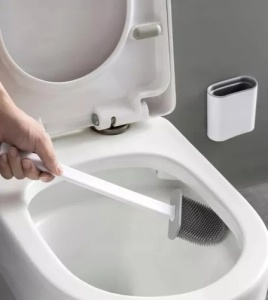 Perie Pentru WC din Silicon cu Suport Autoadeziv si Cap Flexibil - Img 4