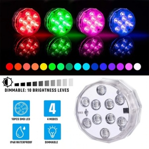 Set de lumini LED submersibile colorate cu telecomanda, waterproof, 7x7cm - Img 4