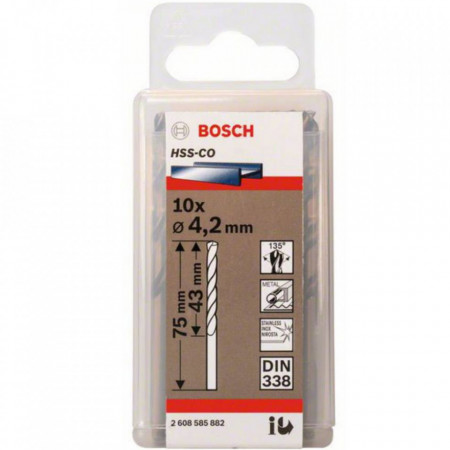 10-Pack Drill Bits HSS-CO 4.2x43x75mm