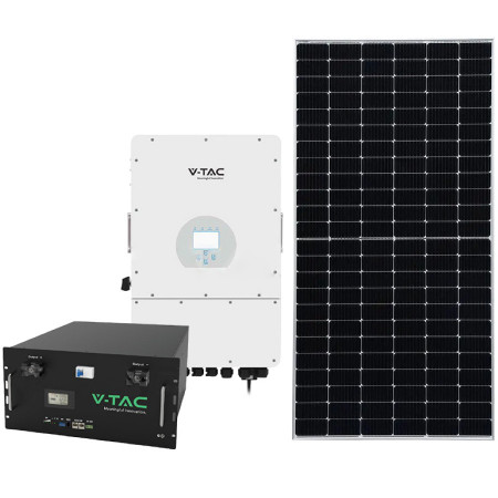 Kit fotovoltaic OffGrid V-Tac 10kW 24 Panouri 30mm Invertor Baterie