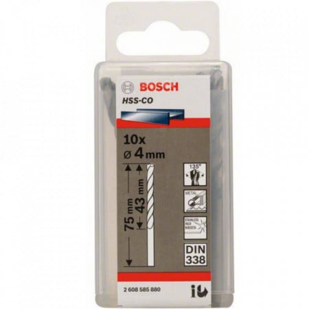 10-Pack Drill Bits HSS-CO 4.0x43x75mm