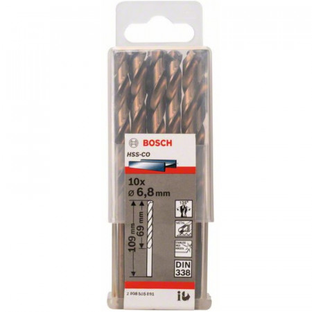 10-Pack Drill Bits HSS-CO 6.8x69x108mm