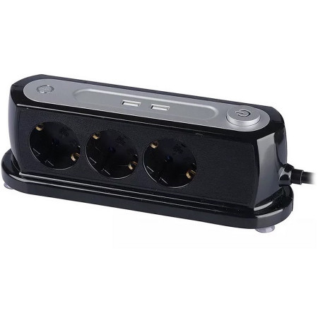 VT-1133-2 Way Desk Socket Lighted Switch & 2 USB