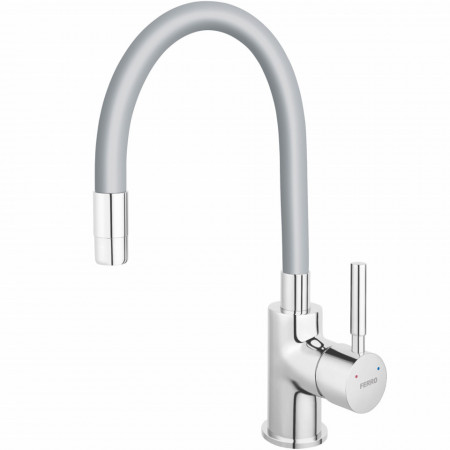 Standing sink Mixer Zumba silver with flexible spout