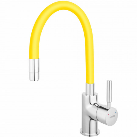 Standing sink Mixer Zumba yellow with flexible spout