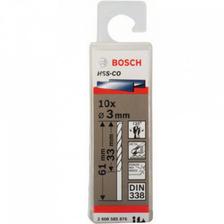 10-Pack Drill Bits HSS-CO 3.0x33x61mm