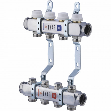 Set distribuitor tur/retur Inox 1" x EK 6 cai