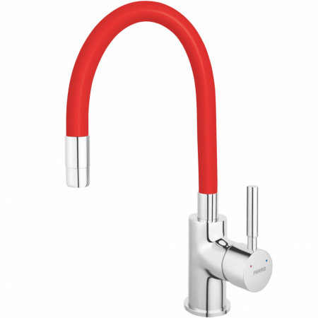 Standing sink Mixer Zumba red with flexible spout