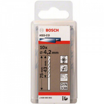 10-Pack Drill Bits HSS-CO 4.2x43x75mm