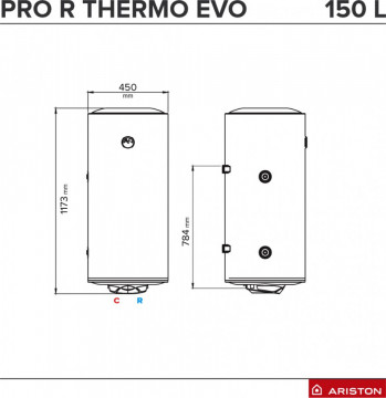 dimensiuni Boiler termoelectric Ariston Pro R Thermo EVO 150 VTS
