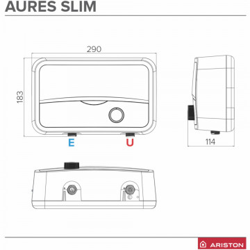 dimensiuni Instant electric Ariston Aures Slim S 5.5 SH EU