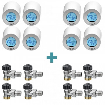 Pachet 8x Cap termostatic Poer Smart cu control internet si Robineti termostatici