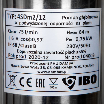eticheta Pompa submersibila Ibo 4SDm 2/12