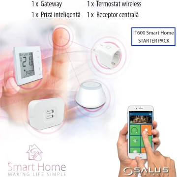 Salus iT600 Starter Pack SH-ROSP1 | Gateway, Termostat, Receptor și Priză