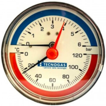 Termo-manometru Tecnogas R01570 1/2" 6 bar cadran 80 mm