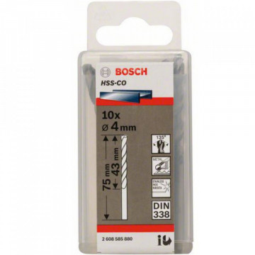 10-Pack Drill Bits HSS-CO 4.0x43x75mm