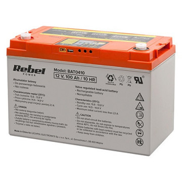 Acumulator gel deep cycle afișaj Rebel BAT0410 | 12V 100AH