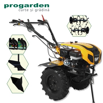 Pachet ProGARDEN Campo 1844 Motocultor 18CP + Plug simplu + Plug bilonat/rarita + 4L Ulei
