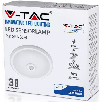 ambalaj Plafoniera LED 12W Senzor miscare 4000K V-Tac VT-13 alb neutru