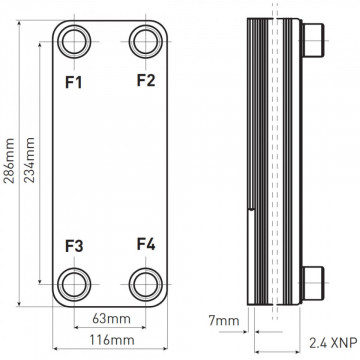 dimensiuni Schimbator de caldura in placi Ferro IC9THx30 30-45 kW