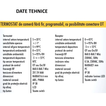 date tehnice Termostat Motan TH617-RTS RF