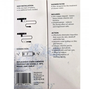 Instructiuni Caracteristici Filtru de Dus Fitaqua AWF-SWR-P-ANM
