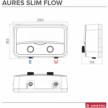 dimensiuni Instant electric Ariston Aures Slim Flow SF 5.5 COM EU