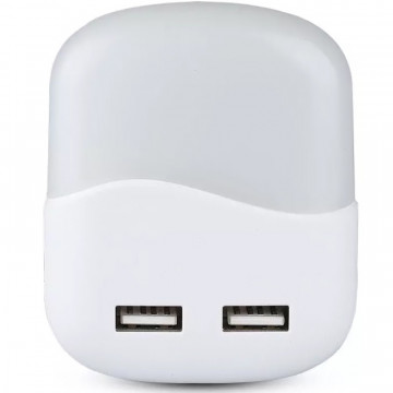 Lampa veghe patrata cu Senzor 3000K cu 2 USB V-Tac VT-84 frontal