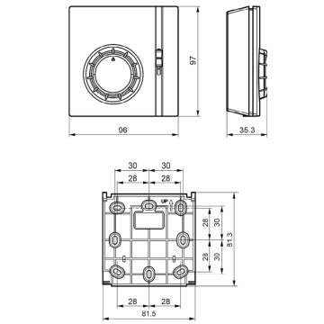 dimensiuni Termostat Siemens RAA21