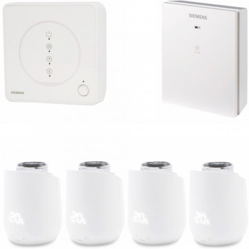 Siemens Connected Home Set-4 (SCH-PACK3) - Sistem de Încălzire Smart Zigbee cu Hub Wi-Fi și 4 Capete Termostatice