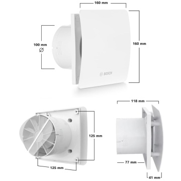 Dimensiuni Ventilator de Baie Bosch Fan 1500 W100