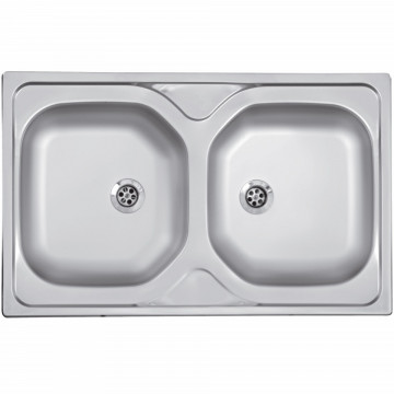 Chiuvetă Bucătărie Ferro Inox 2 Cuve 80x50 cm Texturată | Termix