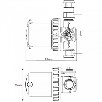 dimensiuni Filtru antimagnetita compact Magna Clean Atom 3/4